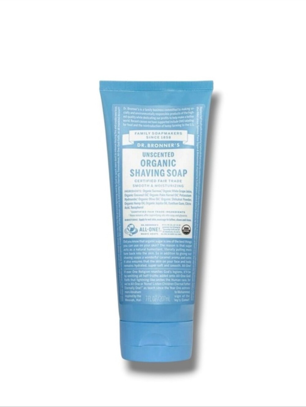 Dr. Bronner's Unscented Organic Shaving Soap 7oz